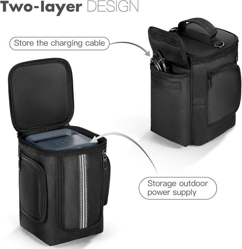MRINCA Carrying Case Compatible with Anker Solix C300 Portable Power Station, Travel carry bag with Adjustable Strap, Accessory Pockets & Heat Dissipation Design - Image 4